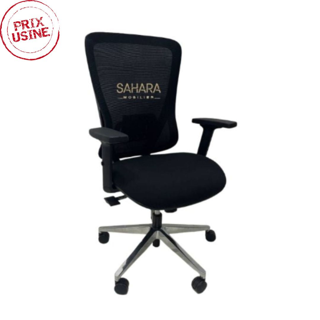 fauteuil opérateur en Mesh noir avec roulettes et accoudoirs ajustable